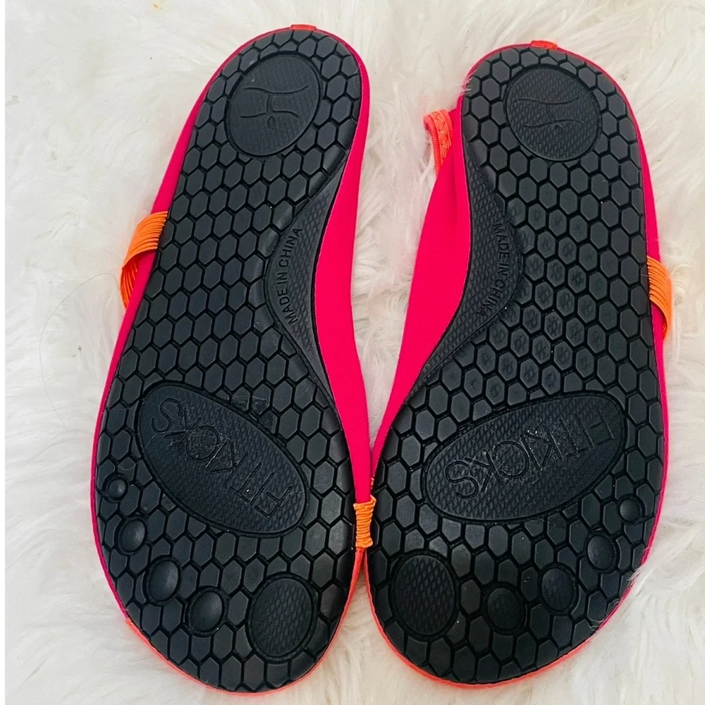 FITKICKS PINK/ORANGE ELASTIC SHOES SIZE Large YOGA SHOES - Picture 2 of 7